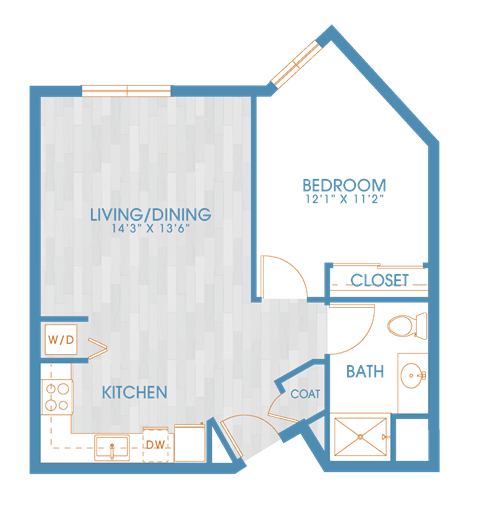 The Residences at Stone Creek in Milton, Washington One Bedroom Floor Plan